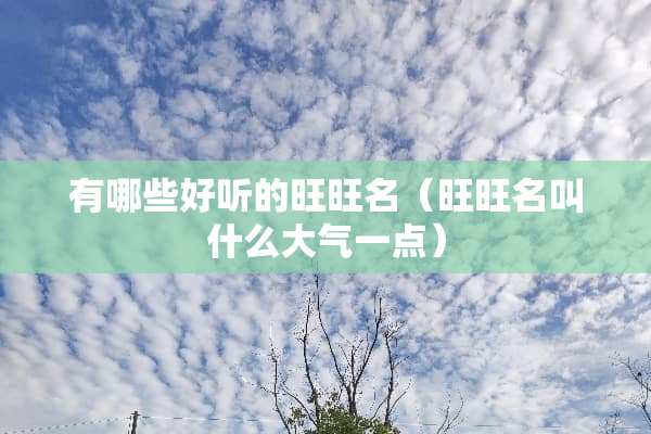 有哪些好听的旺旺名（旺旺名叫什么大气一点）