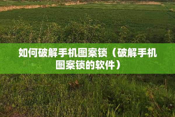 如何**手机图案锁（**手机图案锁的软件）
