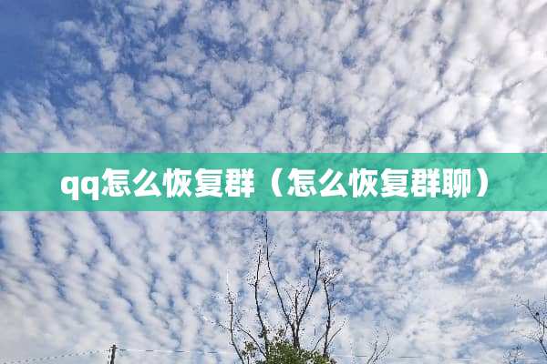 qq怎么恢复群（怎么恢复群聊）
