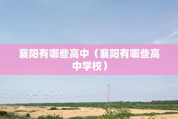 襄阳有哪些高中（襄阳有哪些高中学校）