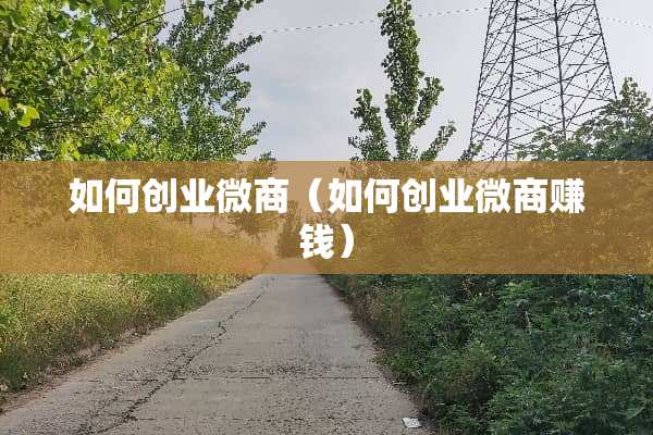 如何创业微商（如何创业微商赚钱）