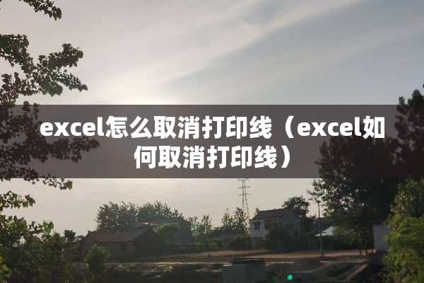 excel怎么取消打印线（excel如何取消打印线）