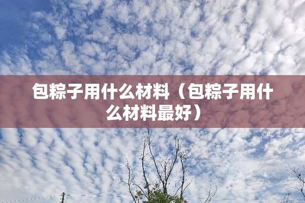 包粽子用什么材料（包粽子用什么材料最好）