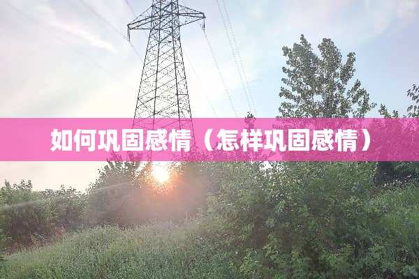 如何巩固感情（怎样巩固感情）