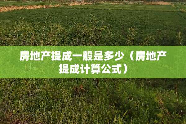 房地产提成一般是多少（房地产提成计算公式）