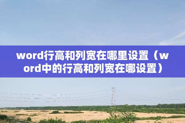 word行高和列宽在哪里设置（word中的行高和列宽在哪设置）