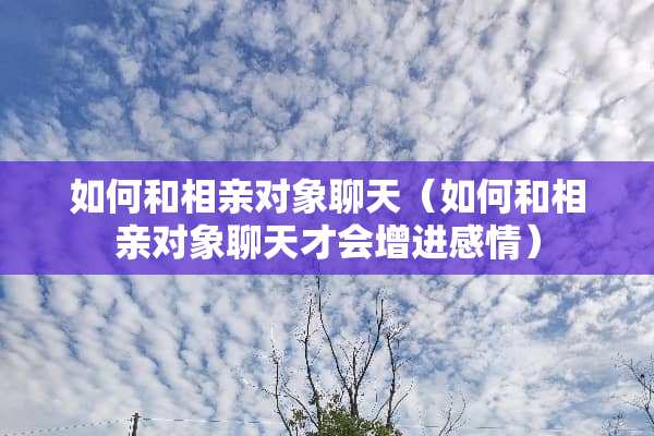 如何和相亲对象聊天（如何和相亲对象聊天才会增进感情）
