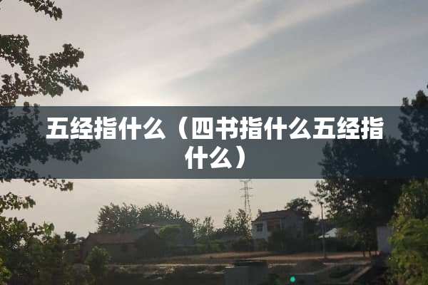 五经指什么（四书指什么五经指什么）