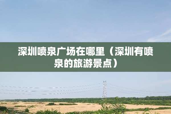 深圳喷泉广场在哪里（深圳有喷泉的旅游景点）