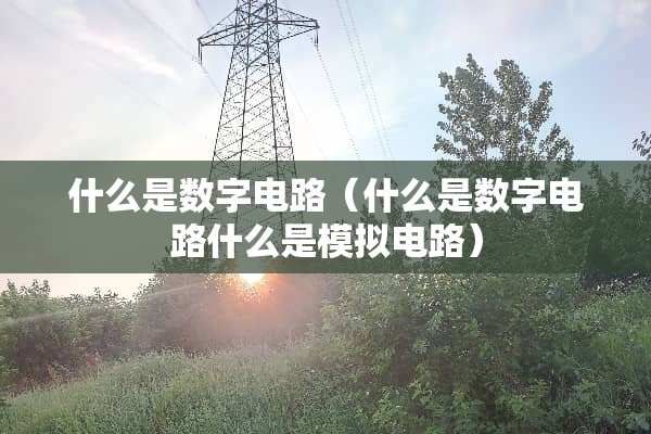 什么是数字电路（什么是数字电路什么是模拟电路）
