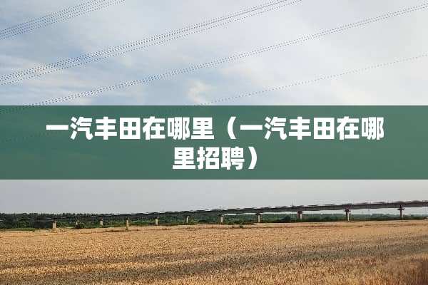 一汽丰田在哪里（一汽丰田在哪里招聘）