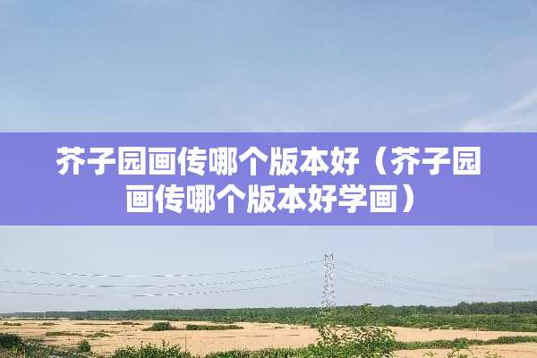 芥子园画传哪个版本好（芥子园画传哪个版本好学画）