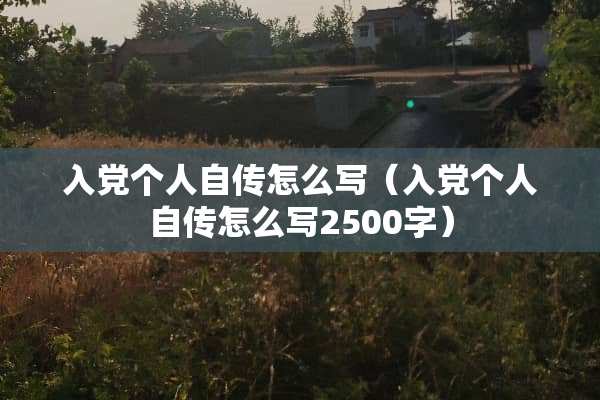 入*个人自传怎么写（入*个人自传怎么写2500字）