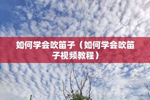 如何学会吹笛子（如何学会吹笛子视频教程）