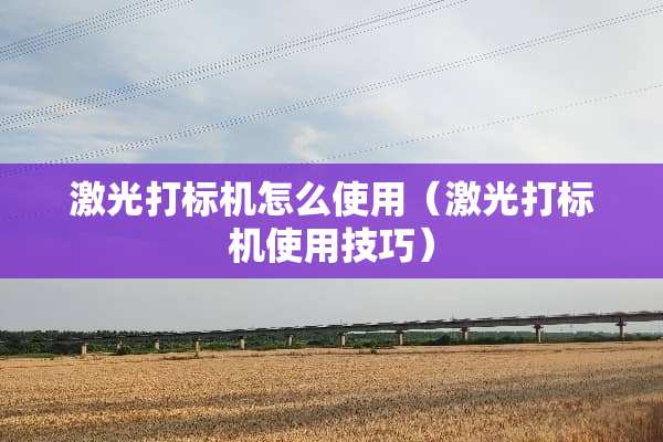 激光打标机怎么使用（激光打标机使用技巧）