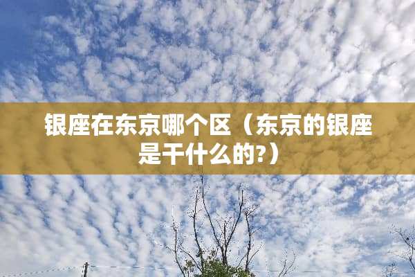 银座在东京哪个区（东京的银座是干什么的?）