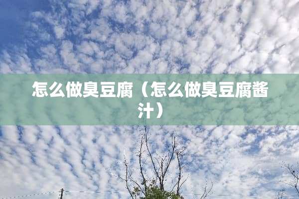 怎么做臭豆腐（怎么做臭豆腐酱汁）