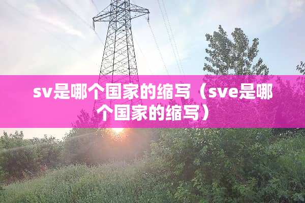 sv是哪个国家的缩写（sve是哪个国家的缩写）