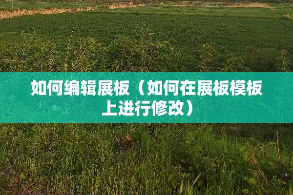 如何编辑展板（如何在展板模板上进行修改）