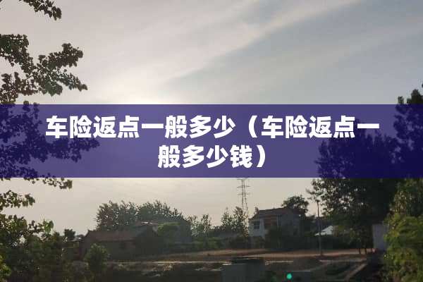 车险返点一般多少（车险返点一般多少钱）