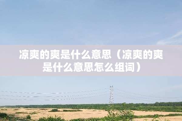 凉爽的爽是什么意思（凉爽的爽是什么意思怎么组词）