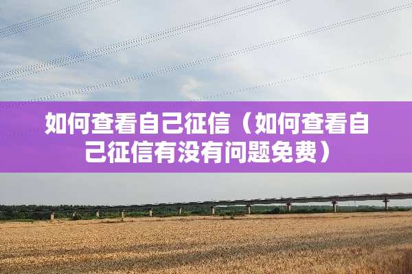 如何查看自己征信（如何查看自己征信有没有问题免费）