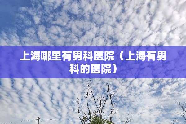 上海哪里有男科医院（上海有男科的医院）