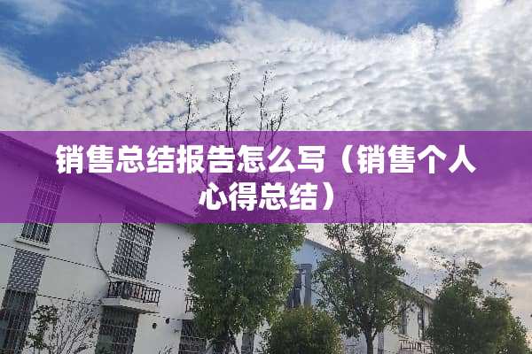 销售总结报告怎么写（销售个人心得总结）