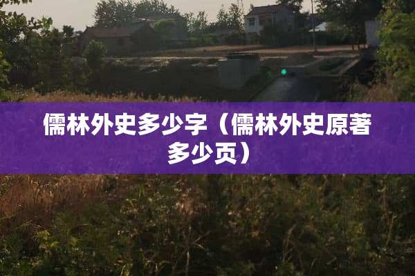 儒林外史多少字（儒林外史原著多少页）