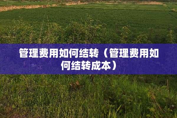 管理费用如何结转（管理费用如何结转成本）