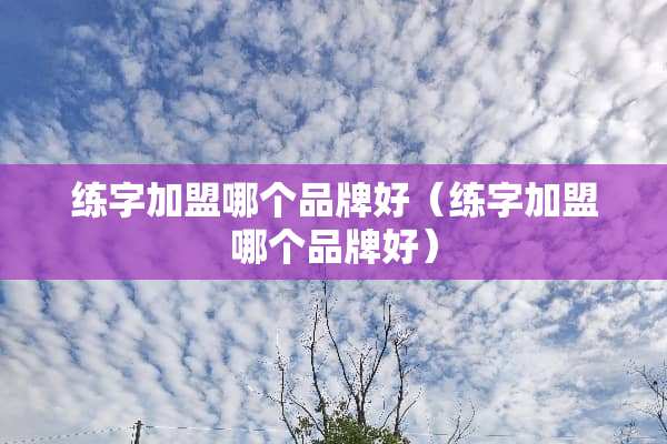 练字加盟哪个品牌好（练字加盟哪个品牌好）