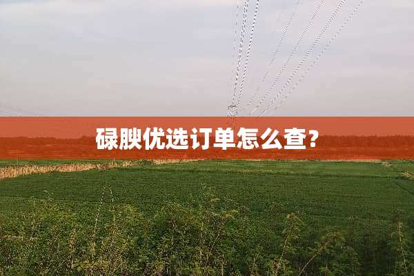 碌腴优选订单怎么查？