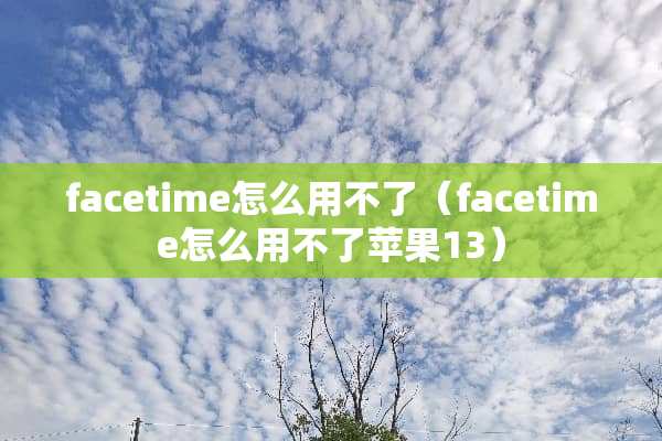 facetime怎么用不了（facetime怎么用不了苹果13）