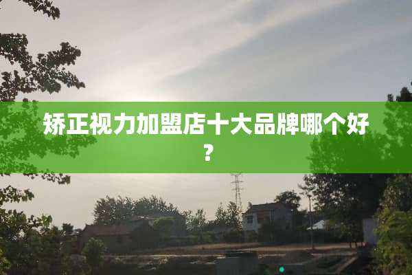 矫正视力加盟店十大品牌哪个好？