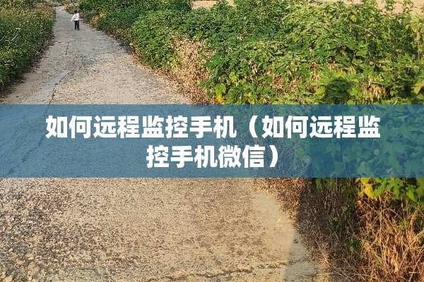 如何远程监控手机（如何远程监控手机微信）