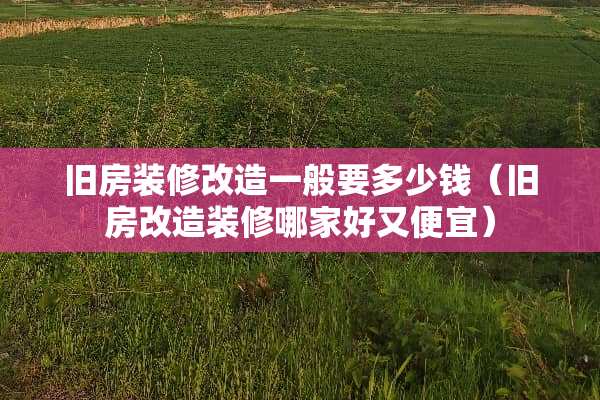 旧房装修改造一般要多少钱（旧房改造装修哪家好又便宜）