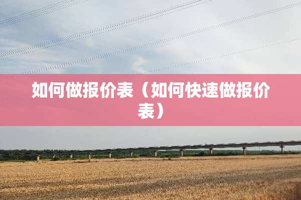 如何做报价表（如何快速做报价表）