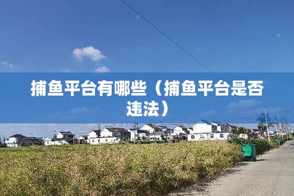 捕鱼平台有哪些（捕鱼平台是否违法）
