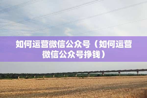 如何运营微信公众号（如何运营微信公众号挣钱）