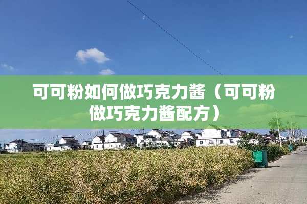 可可粉如何做巧克力酱（可可粉做巧克力酱配方）