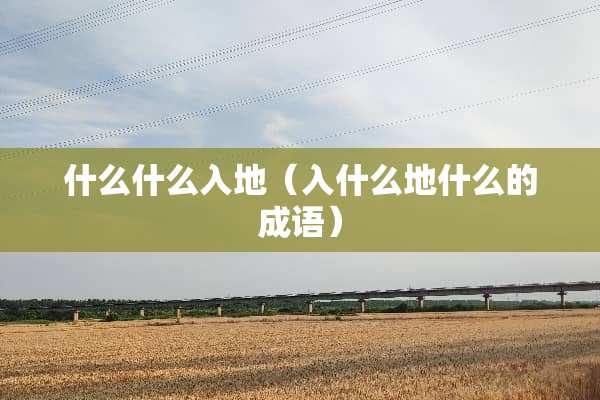 什么什么入地（入什么地什么的成语）