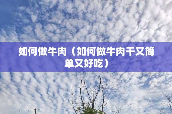 如何做牛肉（如何做牛肉干又简单又好吃）