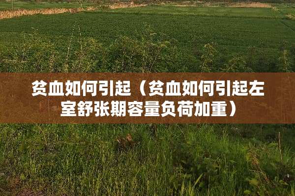 贫血如何引起（贫血如何引起左室舒张期容量负荷加重）