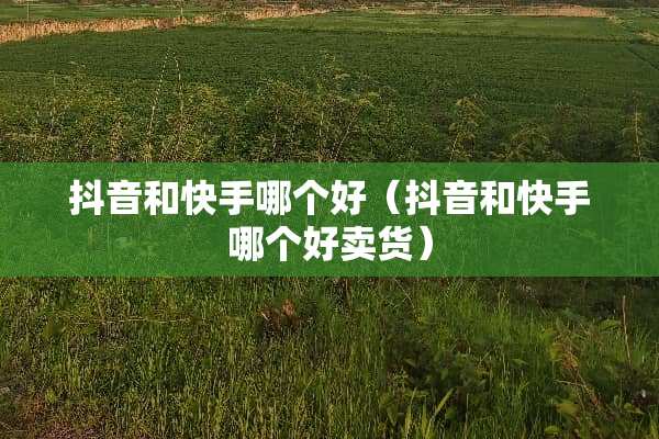 抖音和快手哪个好（抖音和快手哪个好卖货）