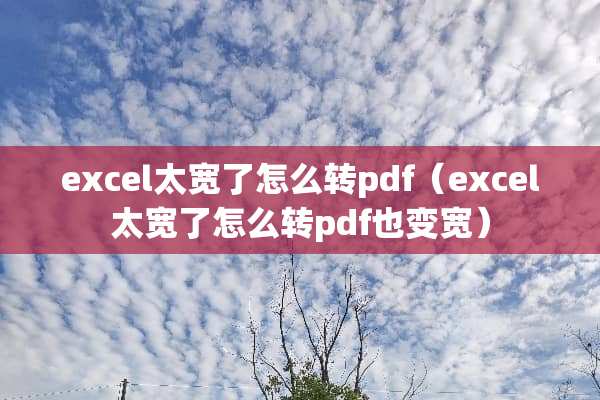 excel太宽了怎么转pdf（excel太宽了怎么转pdf也变宽）