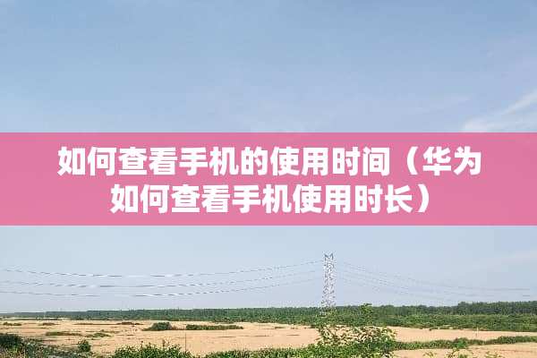 如何查看手机的使用时间（华为如何查看手机使用时长）