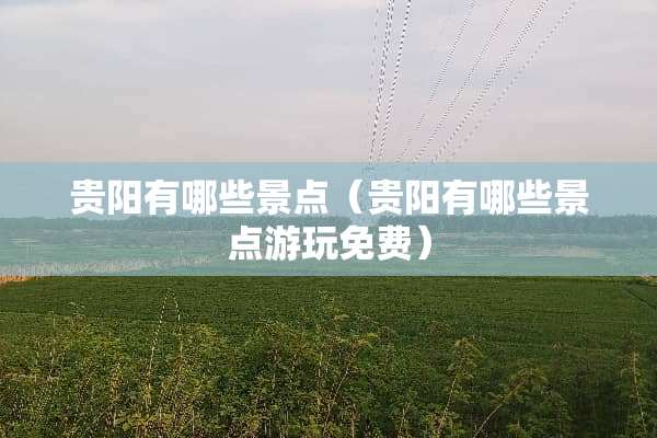 贵阳有哪些景点（贵阳有哪些景点游玩免费）