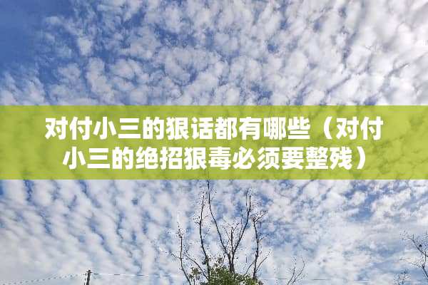 对付小三的狠话都有哪些（对付小三的绝招狠毒必须要整残）