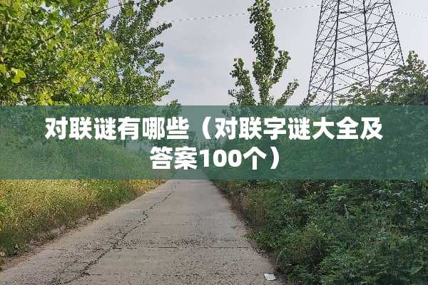 对联谜有哪些（对联字谜大全及答案100个）