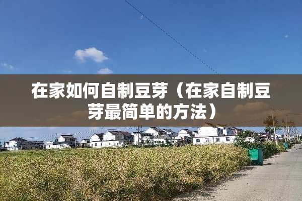 在家如何自制豆芽（在家自制豆芽最简单的方法）